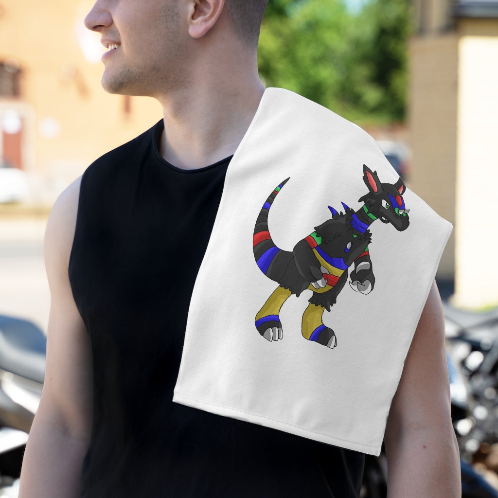 Rocino Rally Towel measuring 11x18 inches, featuring a soft polyester front and absorbent cotton backing, ideal for personalized designs.