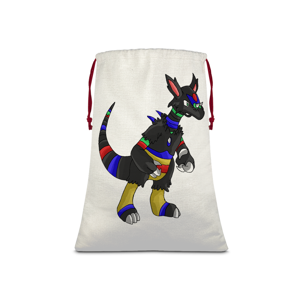 Rocino Sublimation Linen Drawstring Sack with red drawstring, showcasing its linen effect and eco-friendly print.