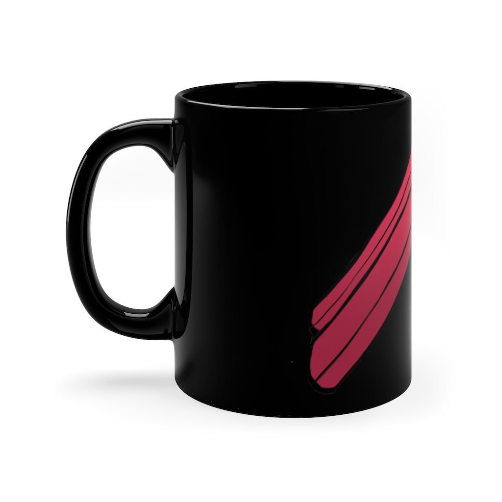 Rock 11oz black ceramic mug with a sleek design, perfect for customization and everyday use.
