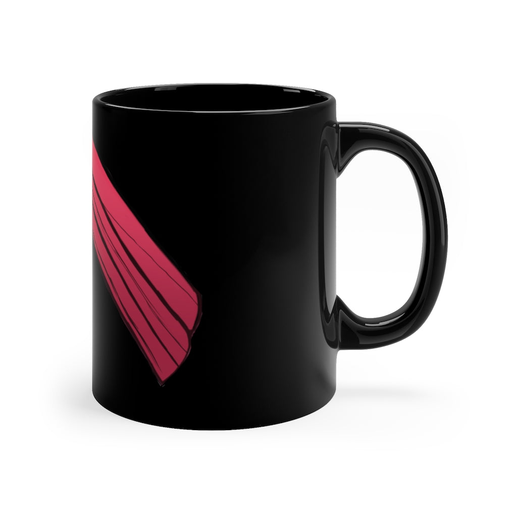 Rock 11oz black ceramic mug with a sleek design, perfect for customization and everyday use.