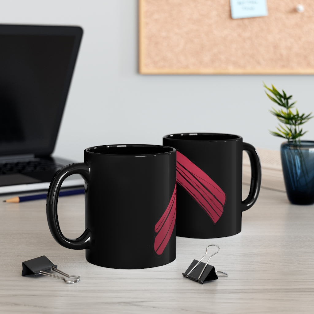 Rock 11oz black ceramic mug with a sleek design, perfect for customization and everyday use.
