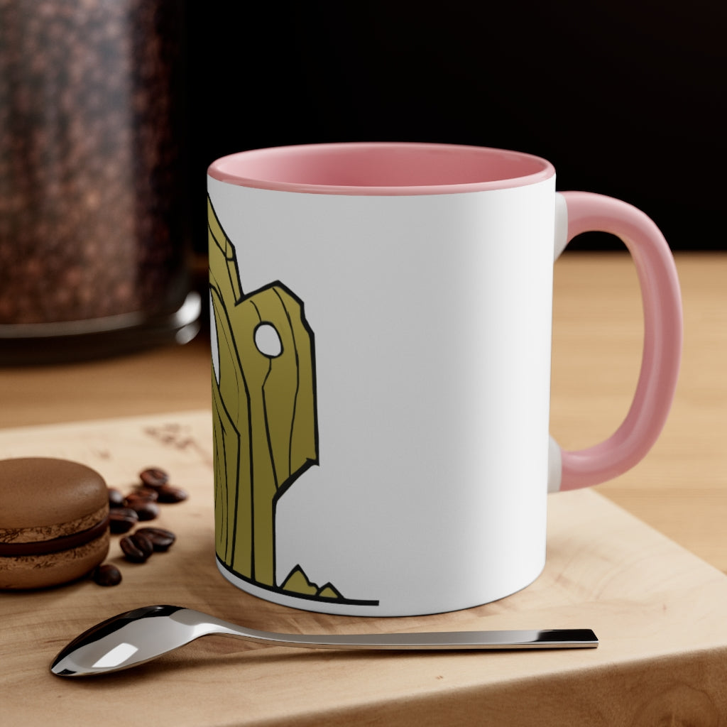 Rock Accent Coffee Mug, 11oz with a vibrant two-tone design featuring a colored interior and C-handle, perfect for coffee lovers.