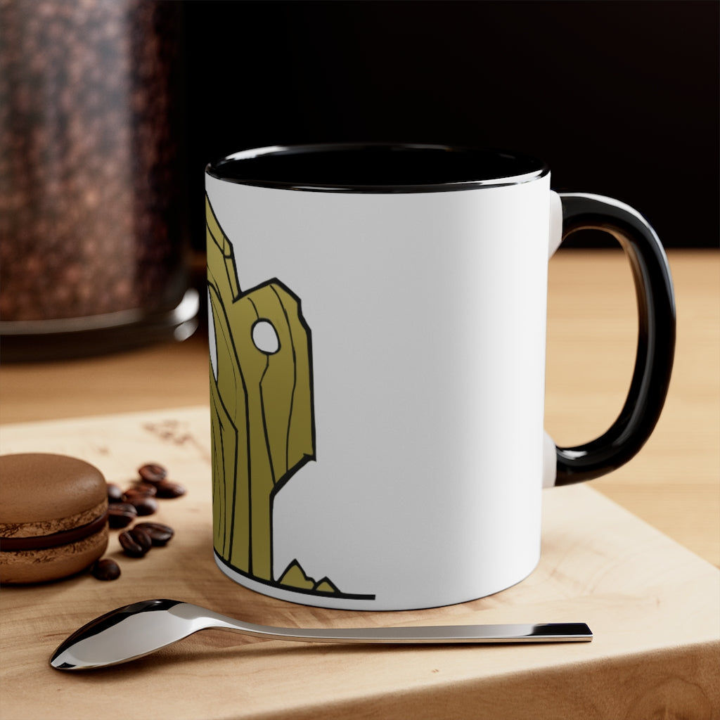 Rock Accent Coffee Mug, 11oz with a vibrant two-tone design featuring a colored interior and C-handle, perfect for coffee lovers.