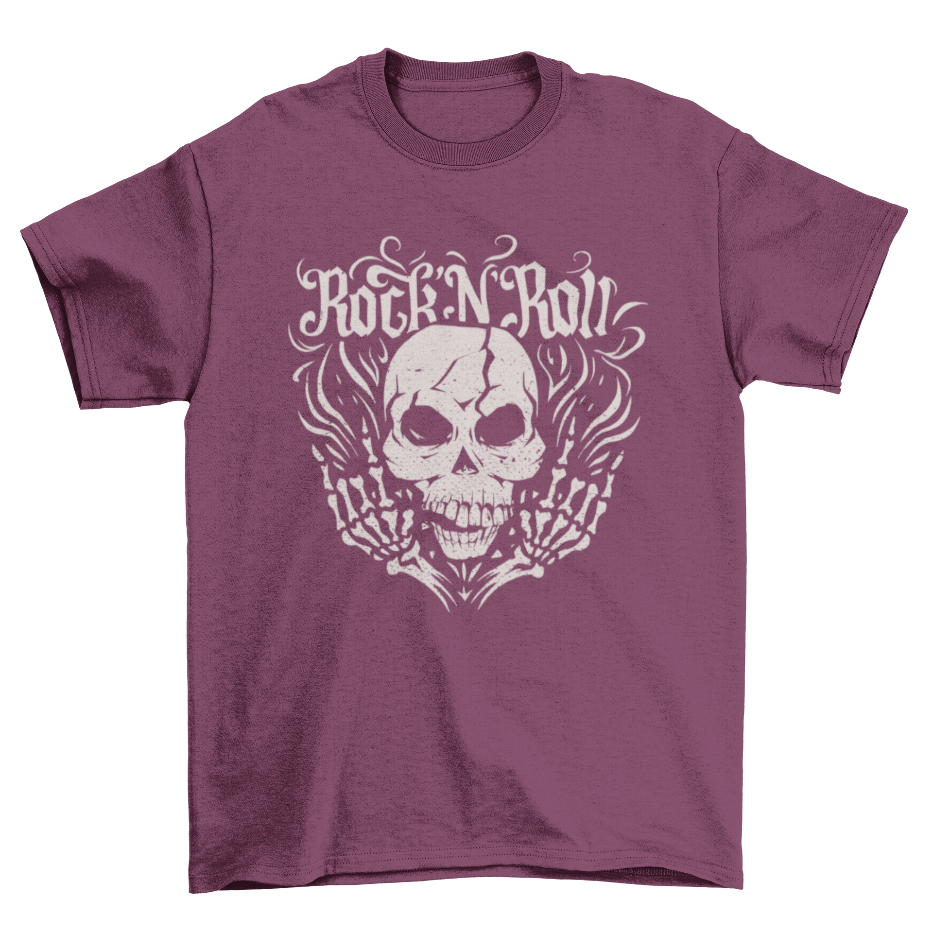 Rock and Roll Skull T-Shirt featuring a textured skull design, perfect for music lovers.