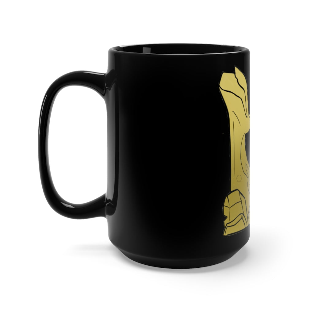 Rock Black Mug 15oz, a stylish black ceramic mug with a C-handle, perfect for coffee and tea lovers.