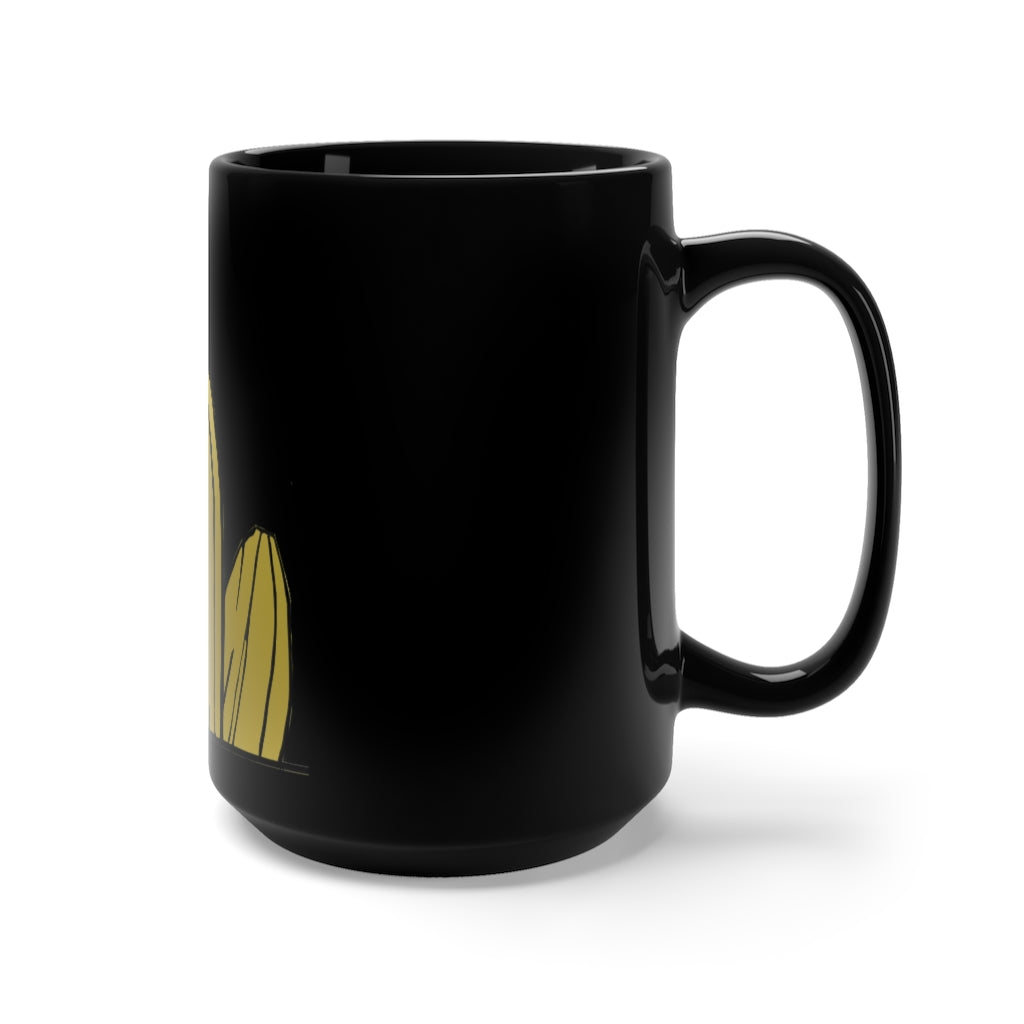 Rock Black Mug 15oz, a stylish black ceramic mug with a C-handle, perfect for coffee and tea lovers.