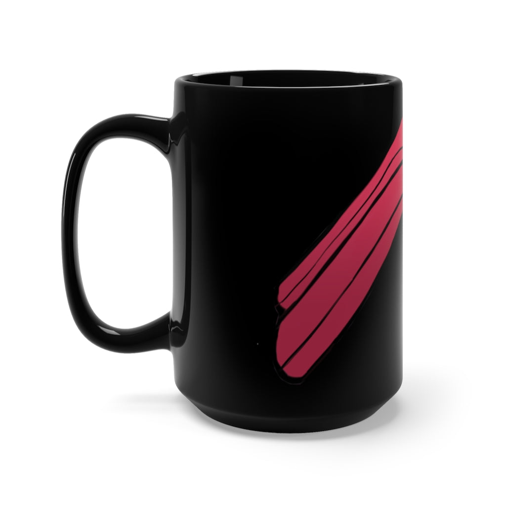 Rock Black Mug 15oz, a stylish black ceramic mug with a C-handle, perfect for coffee and tea lovers.