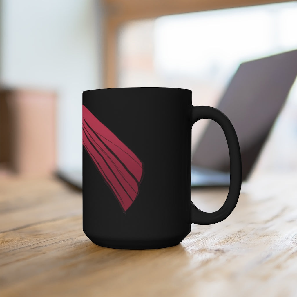 Rock Black Mug 15oz, a stylish black ceramic mug with a C-handle, perfect for coffee and tea lovers.