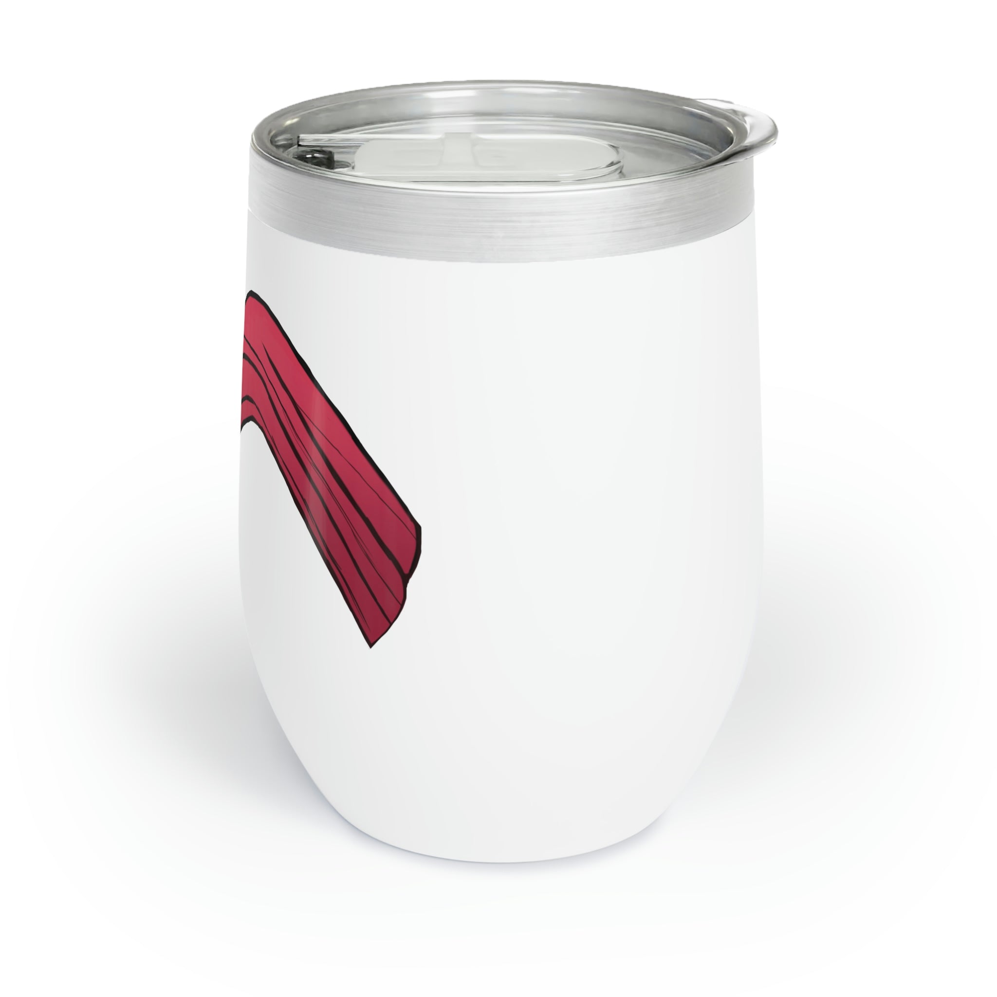 Rock Chill Wine Tumbler in stainless steel with customizable design, showcasing its double-insulated walls and stemless shape.