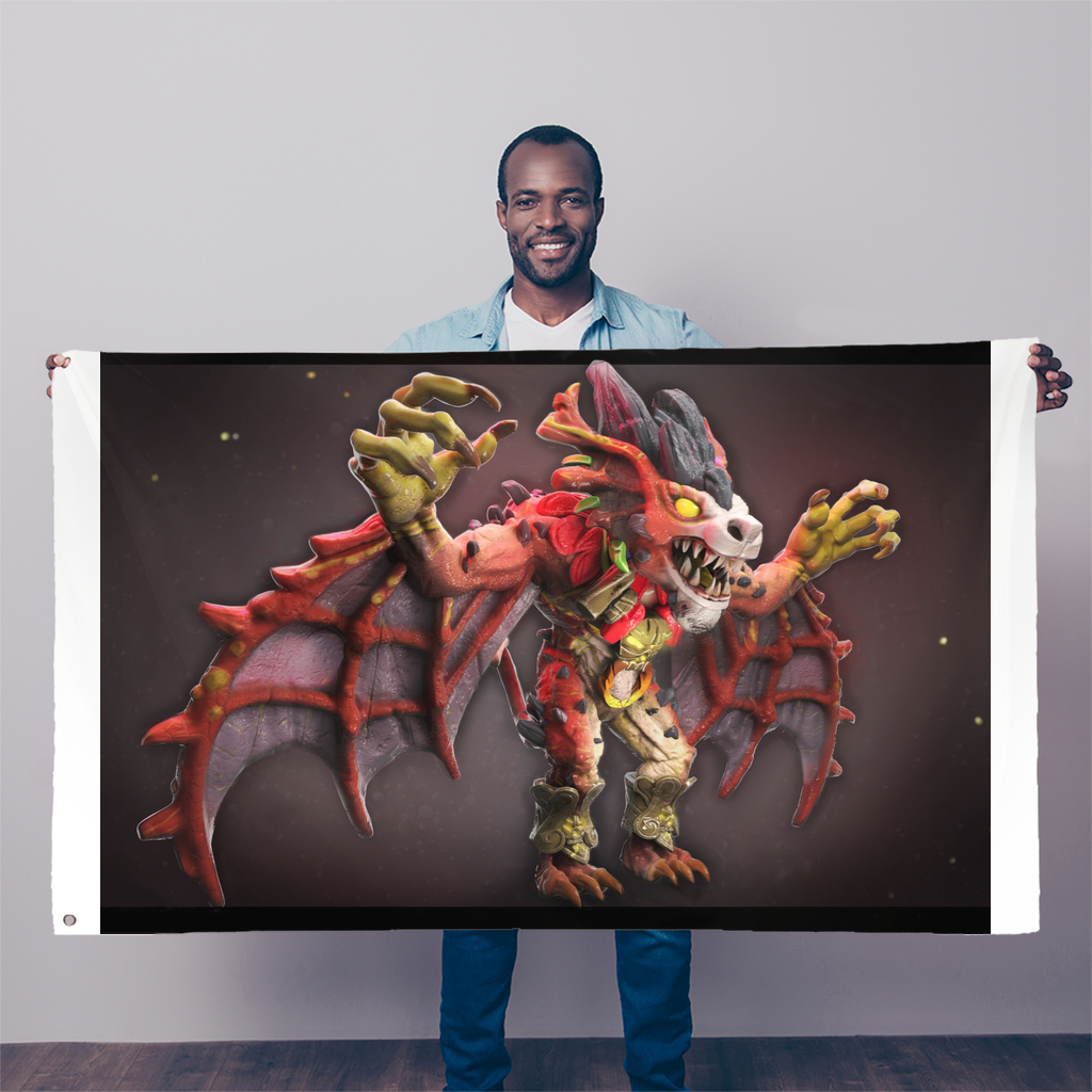 Rock Creature Sublimation Flag, 5FT x 3FT, vibrant colors on durable polyester fabric with double-stitched edges and eyelets for hanging.