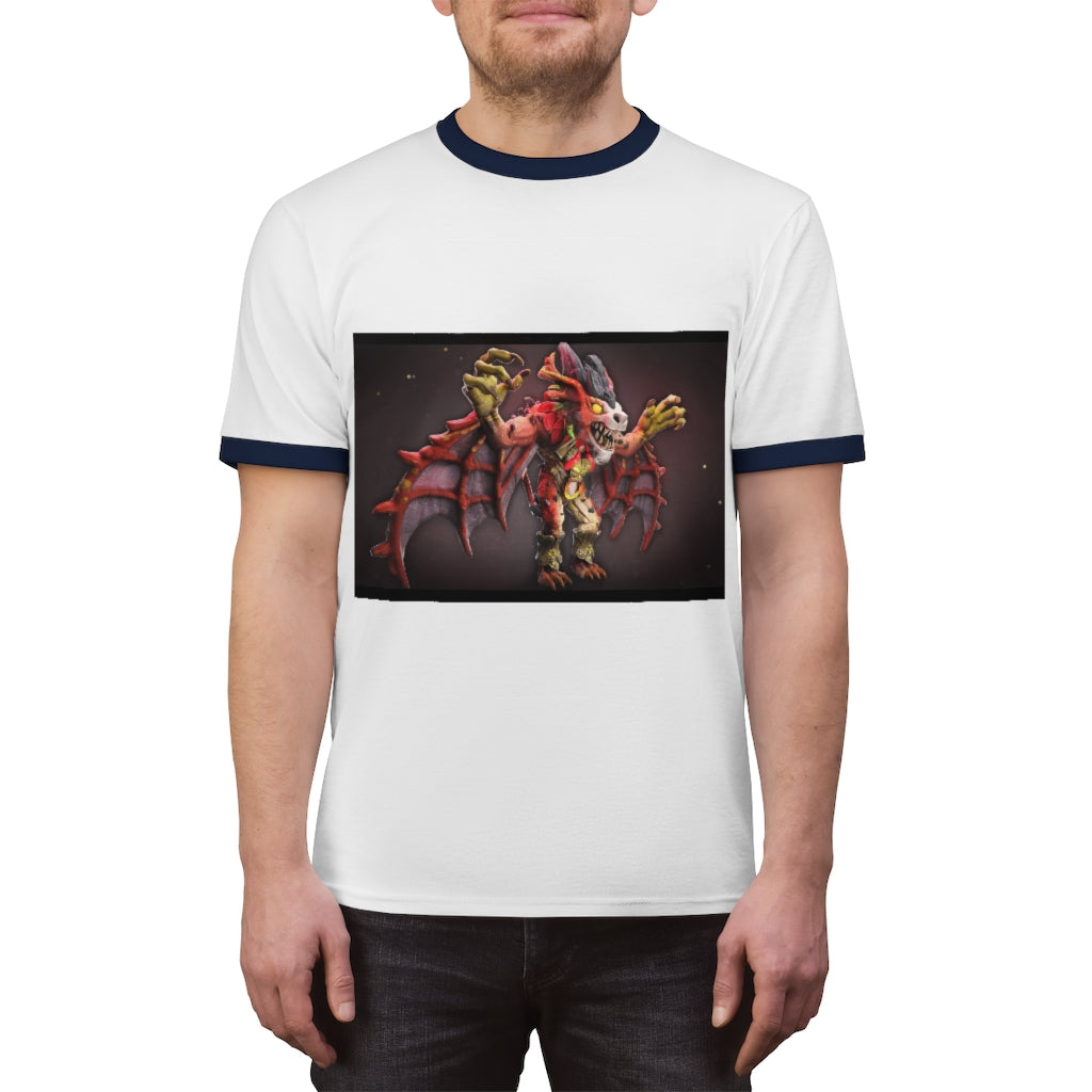 Rock Creature Unisex Ringer Tee in various colors with contrasting neckline, showcasing its lightweight and stylish design.