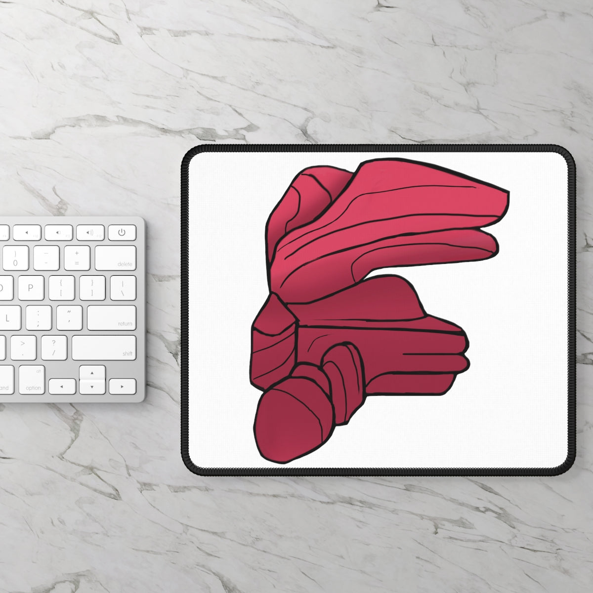 Rock Gaming Mouse Pad featuring vibrant custom designs and stitched edges for durability, measuring 9x7 inches.