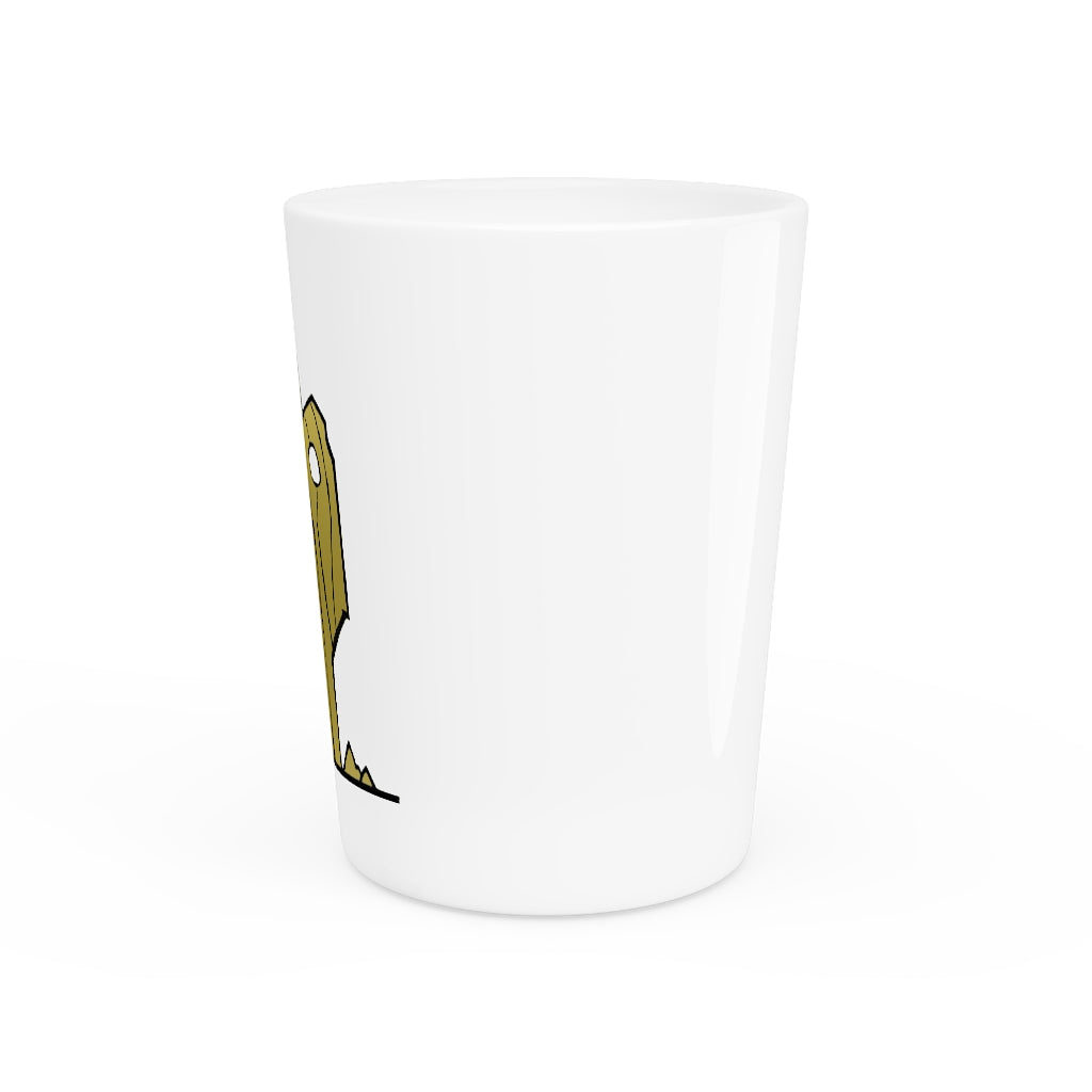 Personalized Rock Shot Glass with white ceramic finish and customizable interior options.