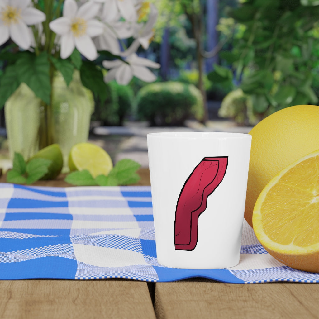 Personalized Rock Shot Glass with white ceramic and customizable interior options.