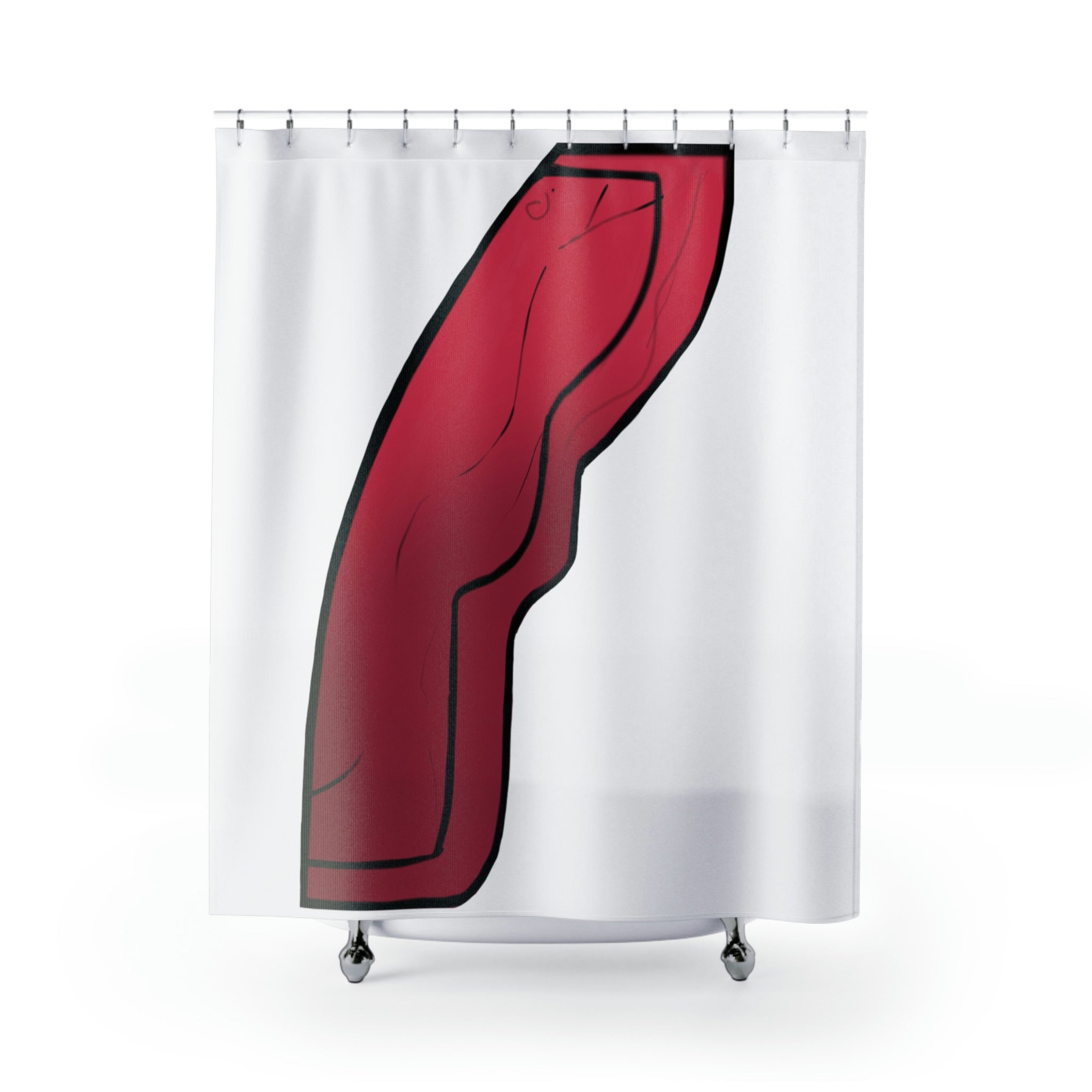 A vibrant Rock Shower Curtain made of durable polyester featuring a unique custom design, perfect for enhancing bathroom decor.