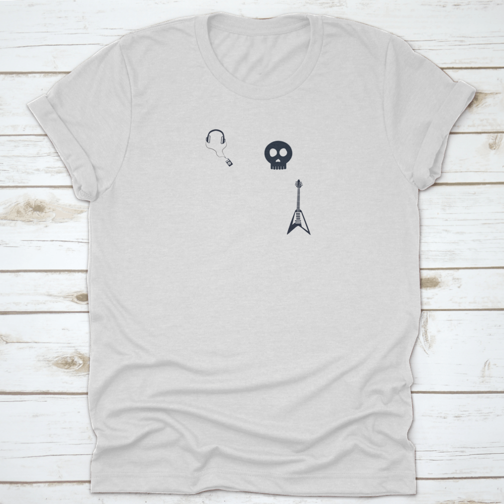 A trendy Rock Slogan T-Shirt featuring music elements, made from 100% cotton, showcasing a stylish design perfect for music lovers.