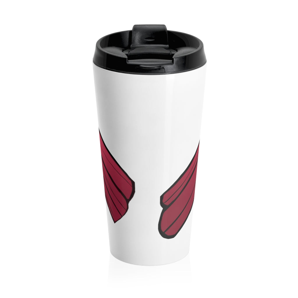 Rock Stainless Steel Travel Mug with black lid, showcasing its sleek design and stainless steel finish.