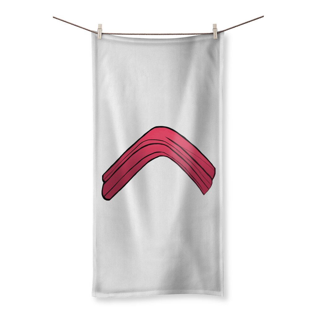 Rock Sublimation All Over Towel featuring vibrant sublimation print on one side and soft cotton backing on the other, available in various sizes.