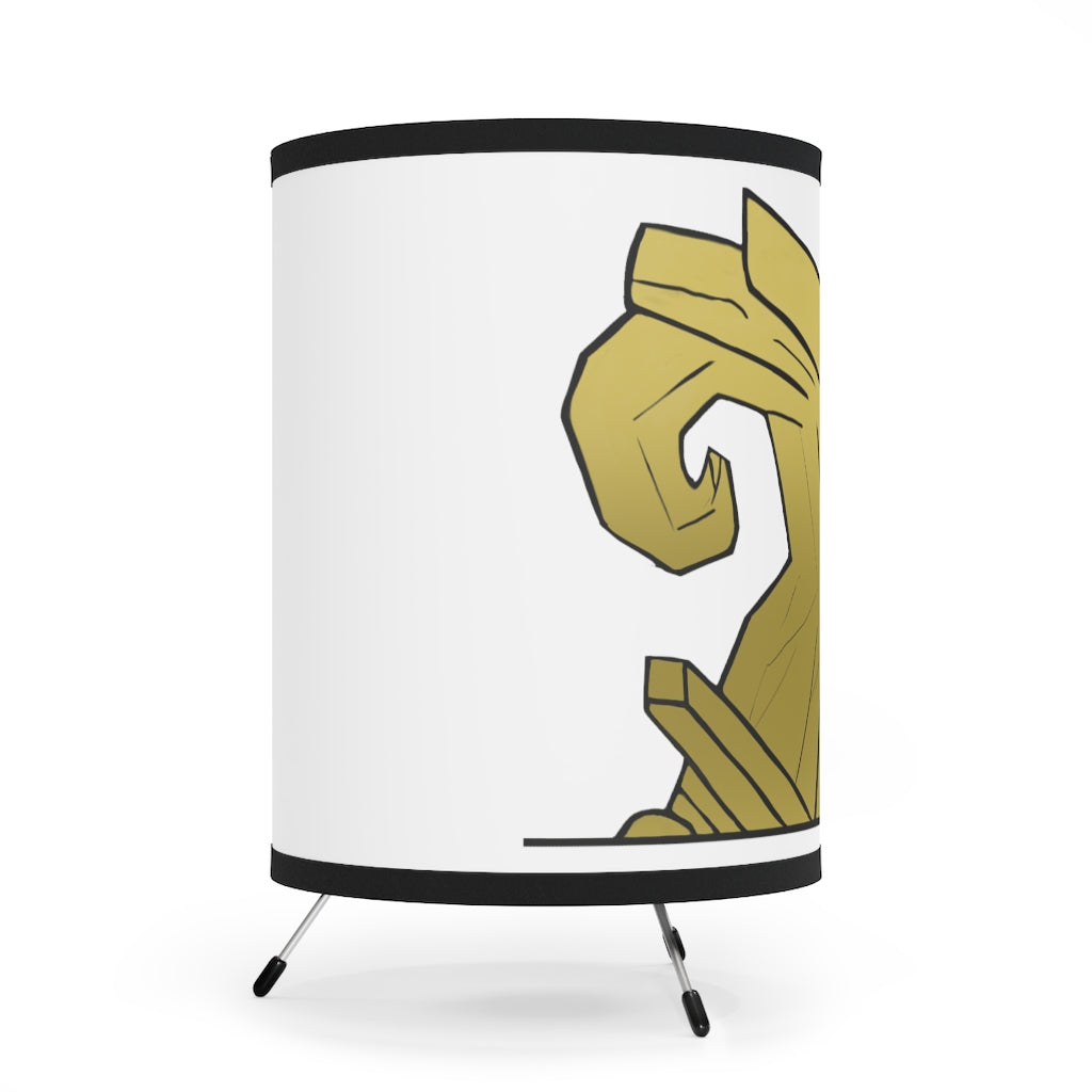 Rock Tripod Lamp featuring a high-resolution printed shade and a sturdy galvanized steel tripod base, ideal for home decor.