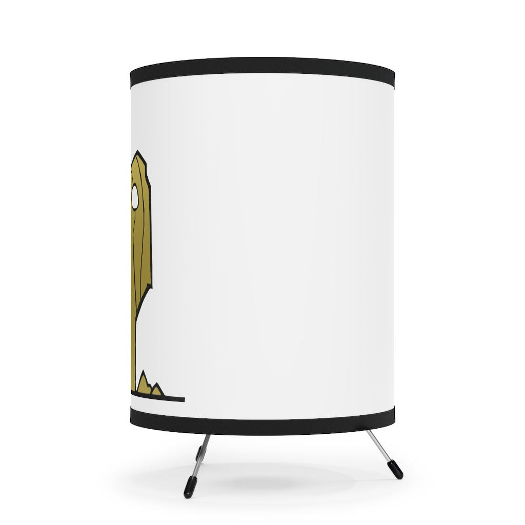 Rock Tripod Lamp featuring a high-resolution printed shade and a sturdy galvanized steel tripod base, ideal for modern decor.