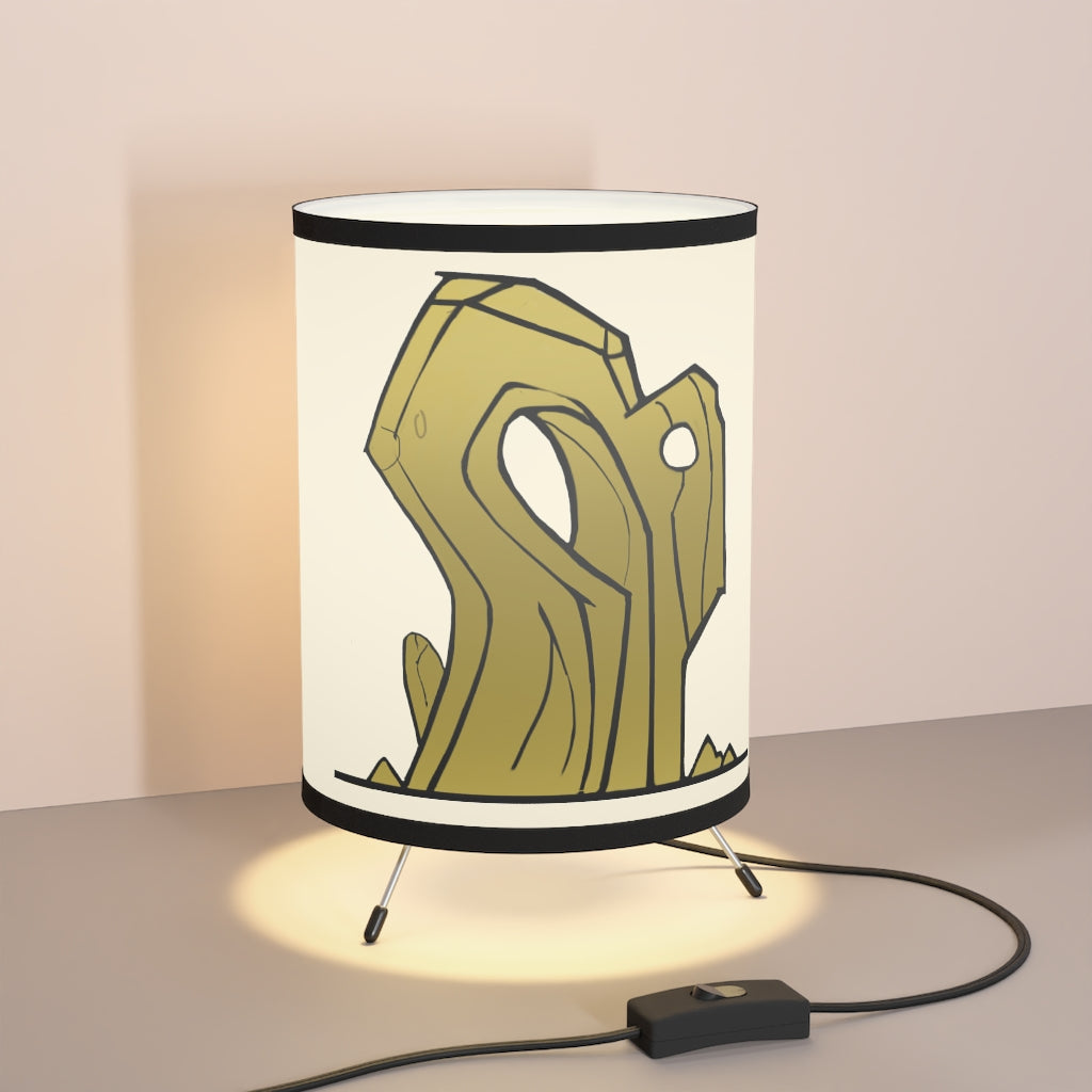 Rock Tripod Lamp featuring a high-resolution printed shade and a sturdy galvanized steel tripod base, ideal for modern decor.