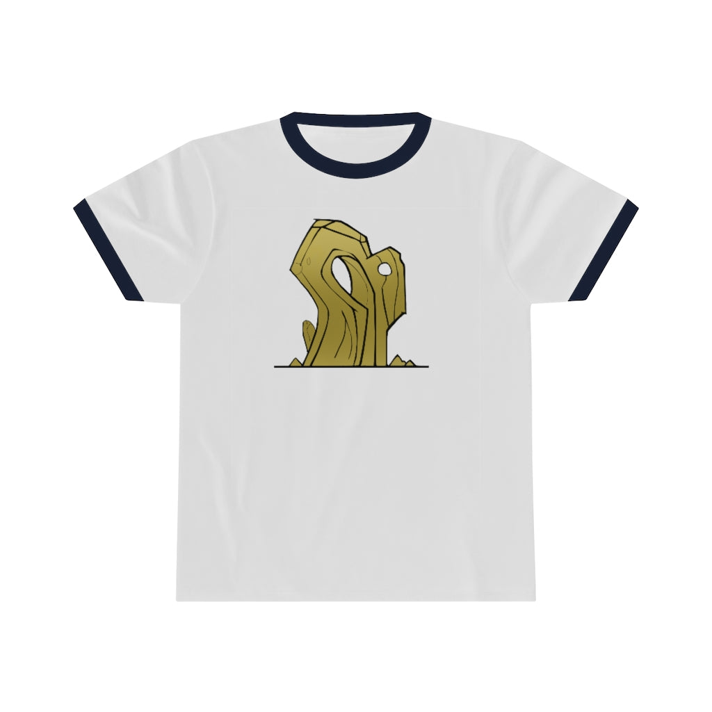 Rock Unisex Ringer Tee showcasing a classic design with contrasting colors, perfect for casual summer wear.