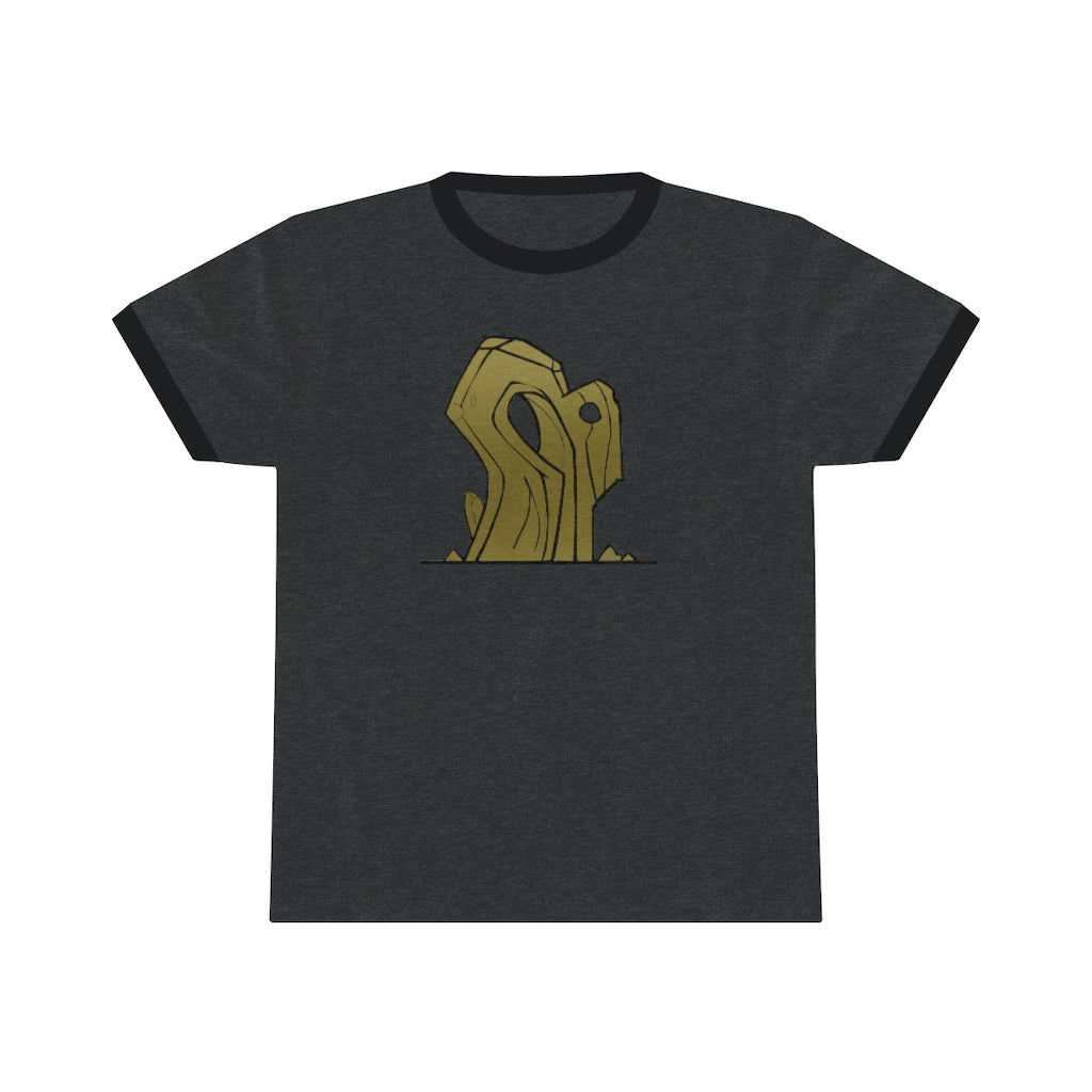 Rock Unisex Ringer Tee showcasing a classic design with contrasting colors, perfect for casual summer wear.