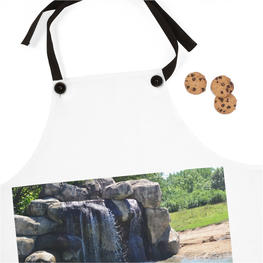Rock Waterfall Apron featuring a stylish design with black detachable twill straps, perfect for cooking and grilling.