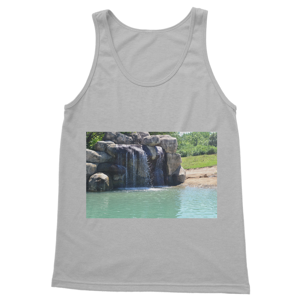 Rock Waterfall Classic Adult Vest Top in various colors, showcasing its unisex design and quality fabric.