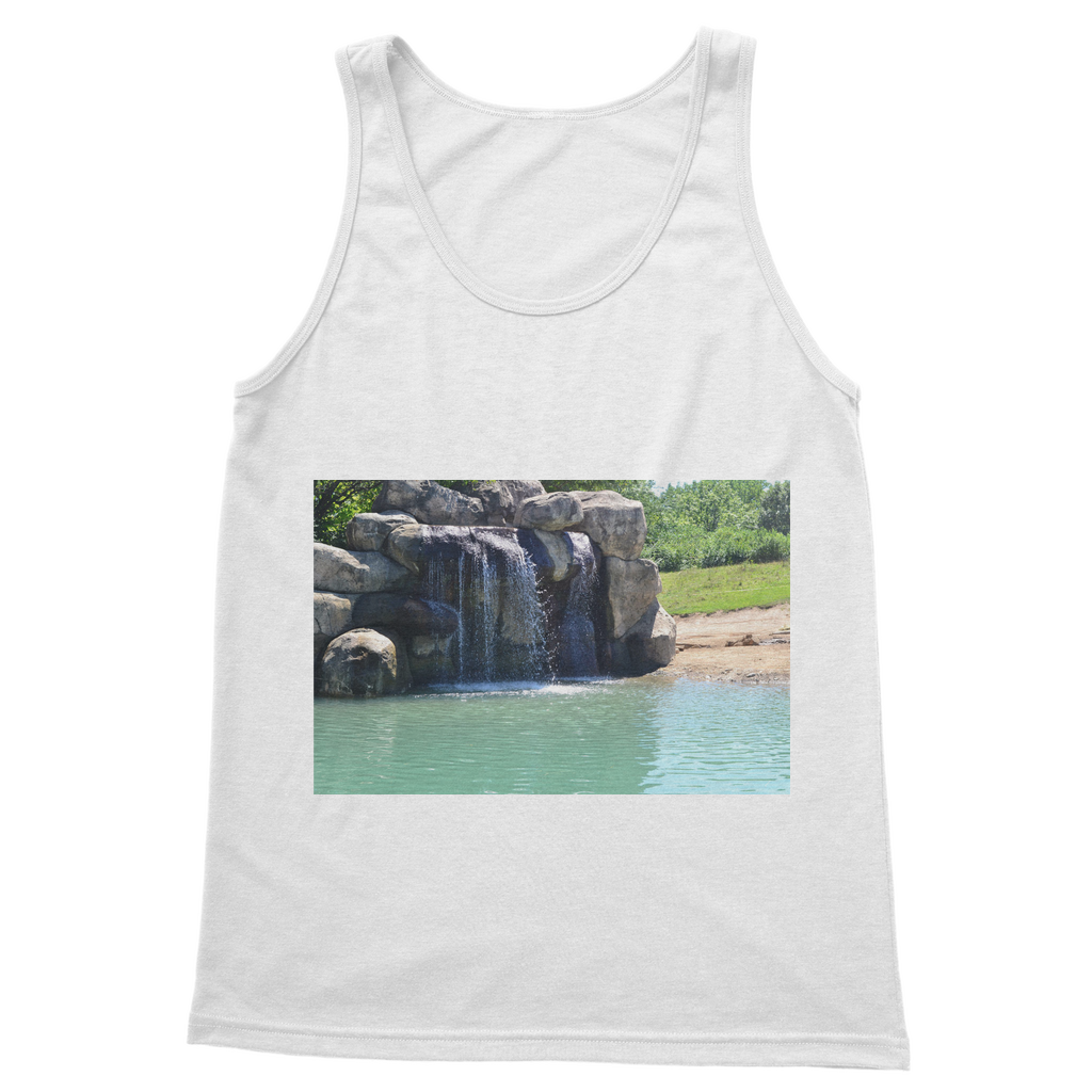 Rock Waterfall Classic Adult Vest Top in various colors, showcasing its unisex design and quality fabric.