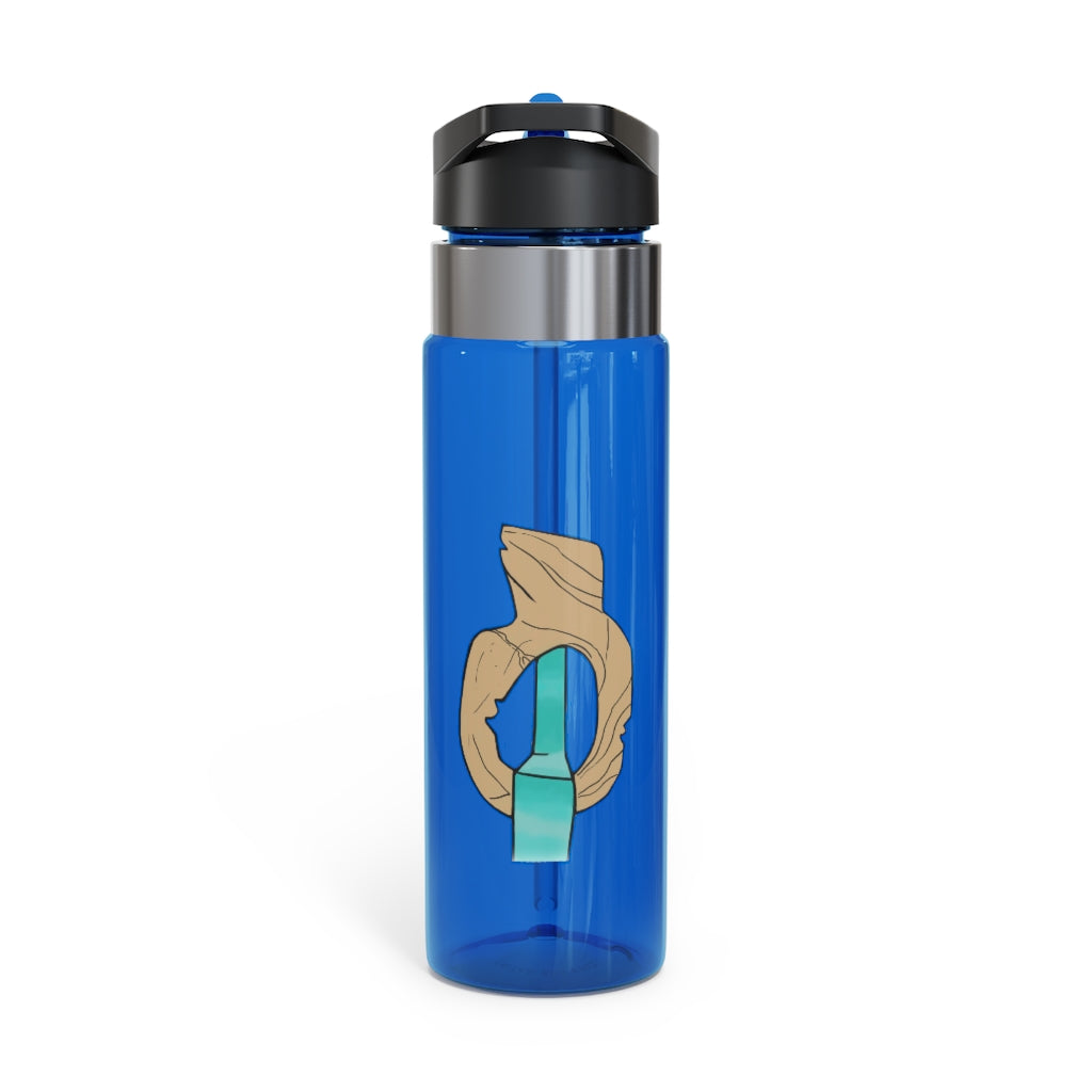Rock with Water Kensington Tritan™ Sport Bottle in vibrant colors with a carabiner hook, showcasing its sleek design and spill-resistant lid.