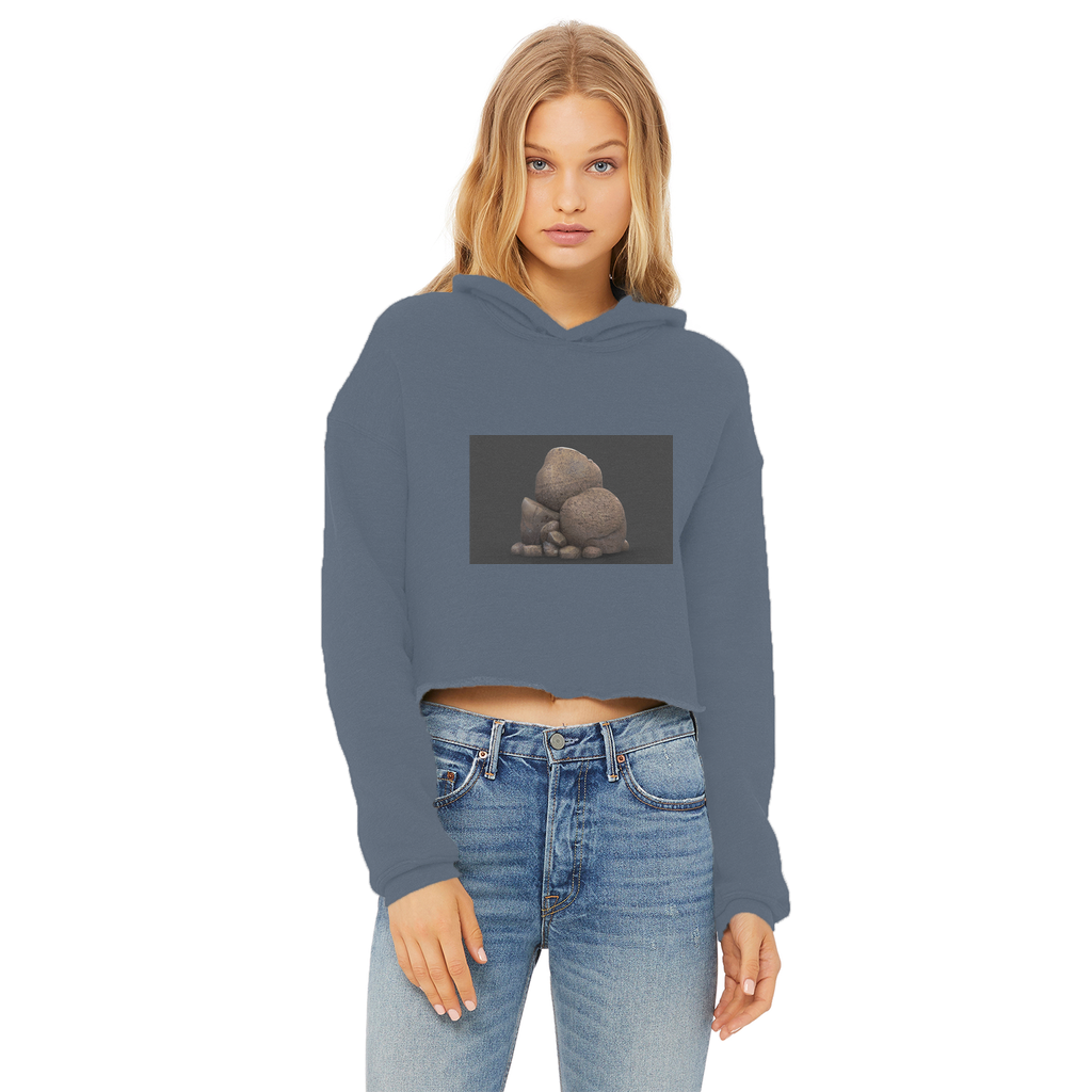 Rocks Ladies Cropped Raw Edge Hoodie in various colors, showcasing its stylish cropped design and raw edge hem.