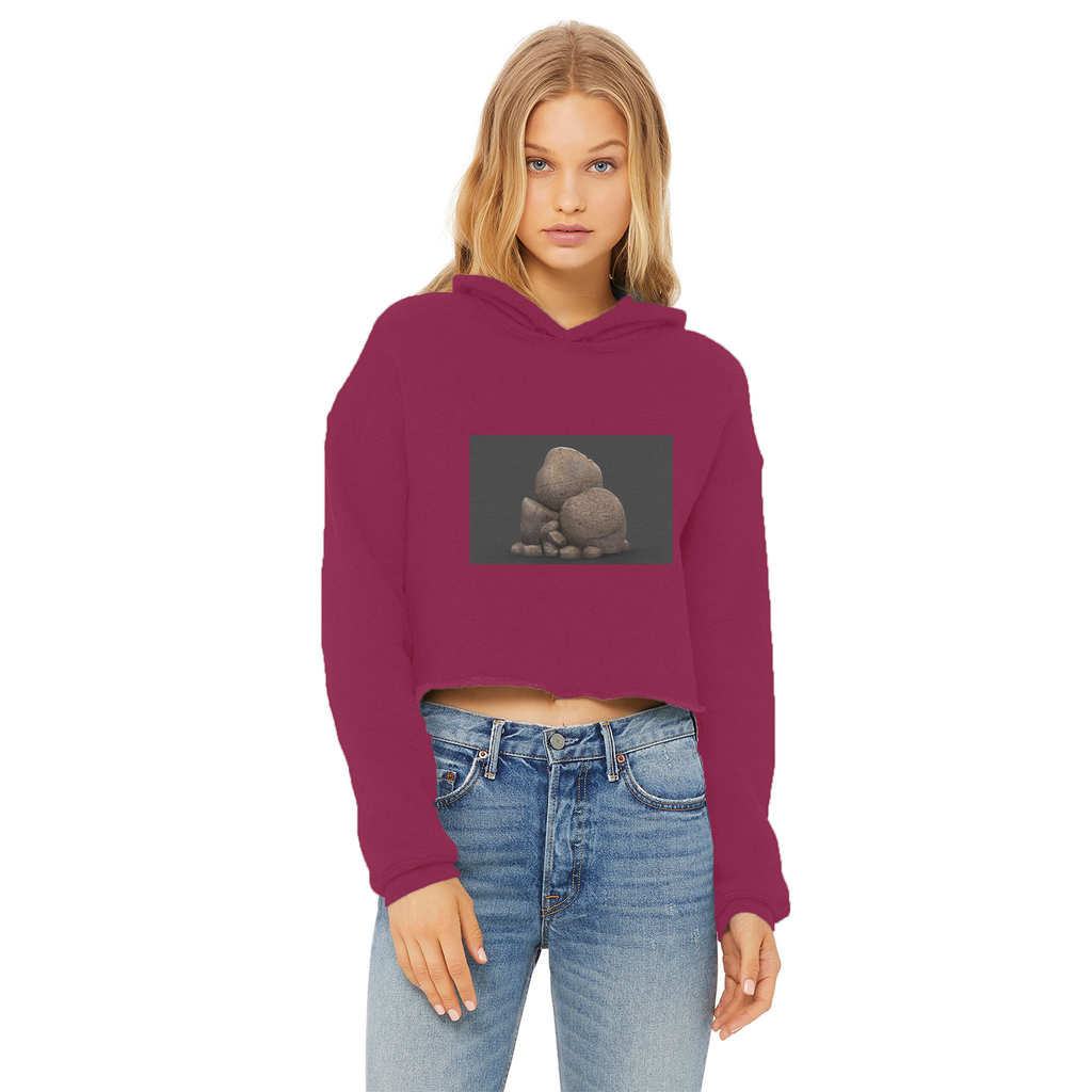 Rocks Ladies Cropped Raw Edge Hoodie in various colors, showcasing its stylish cropped design and raw edge hem.