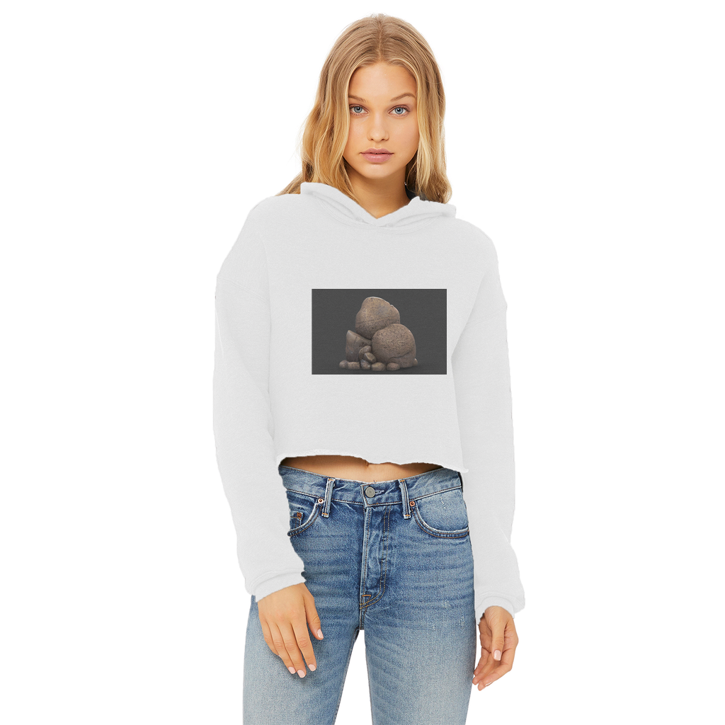 Rocks Ladies Cropped Raw Edge Hoodie in various colors, showcasing its stylish cropped design and raw edge hem.