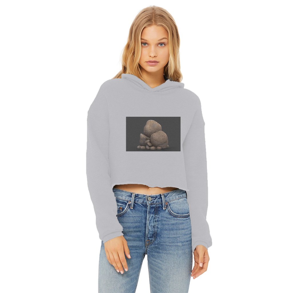 Rocks Ladies Cropped Raw Edge Hoodie in various colors, showcasing its stylish cropped design and raw edge hem.