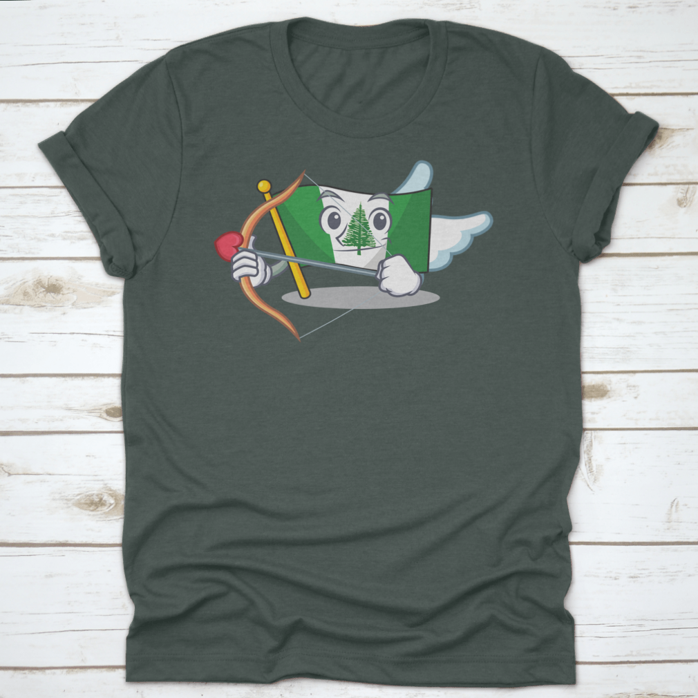 Romantic Flag featuring a Cupid cartoon character with an arrow, designed for charm and whimsy.