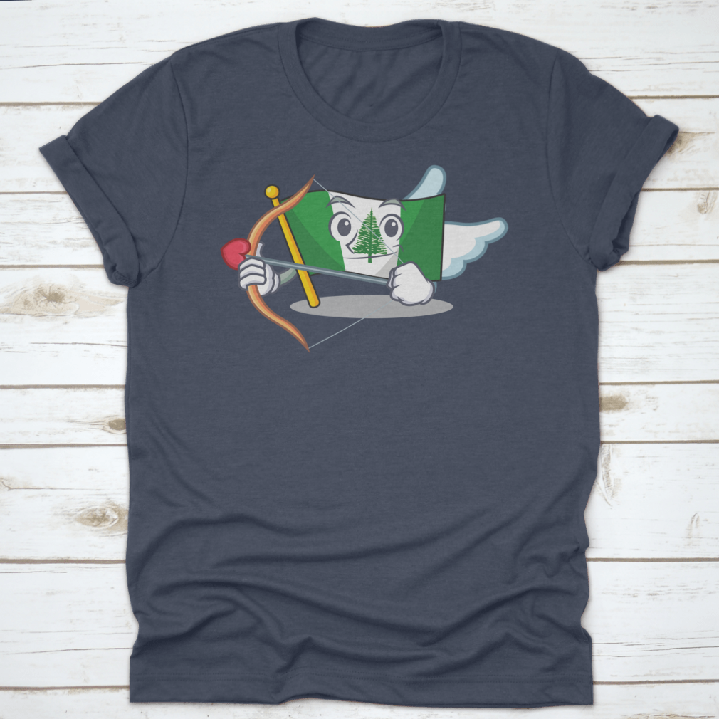 Romantic Flag featuring a Cupid cartoon character with an arrow, designed for charm and whimsy.