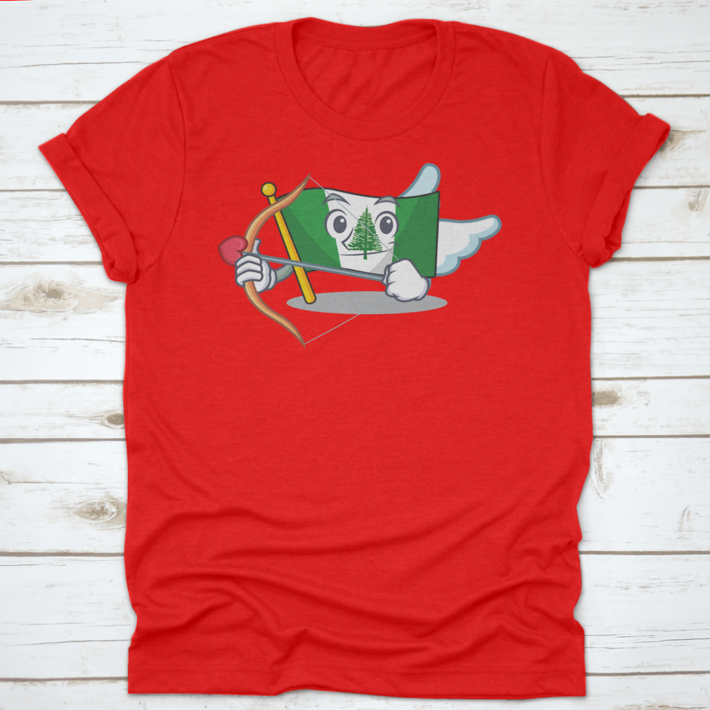 Romantic Flag featuring a Cupid cartoon character with an arrow, designed for charm and whimsy.