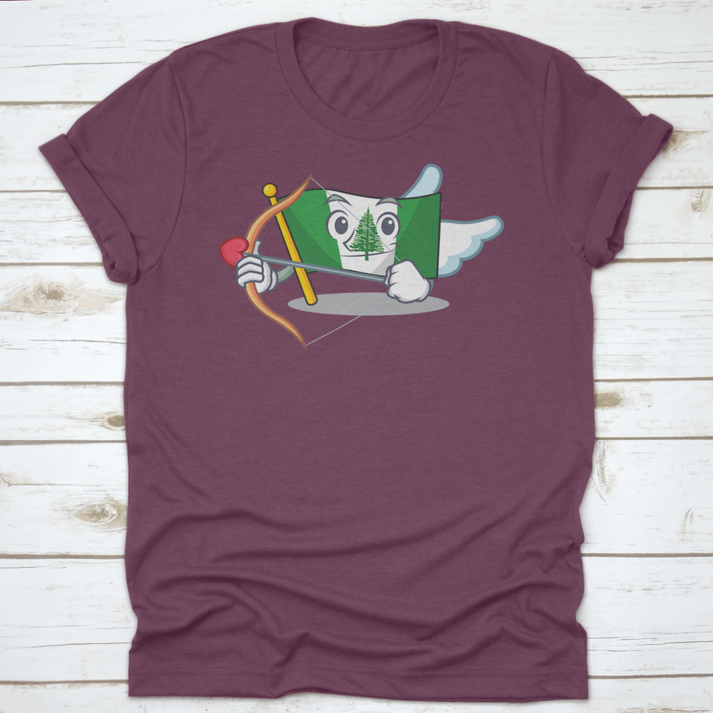 Romantic Flag featuring a Cupid cartoon character with an arrow, designed for charm and whimsy.