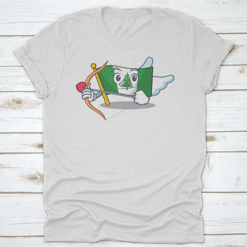 Romantic Flag featuring a Cupid cartoon character with an arrow, designed for charm and whimsy.