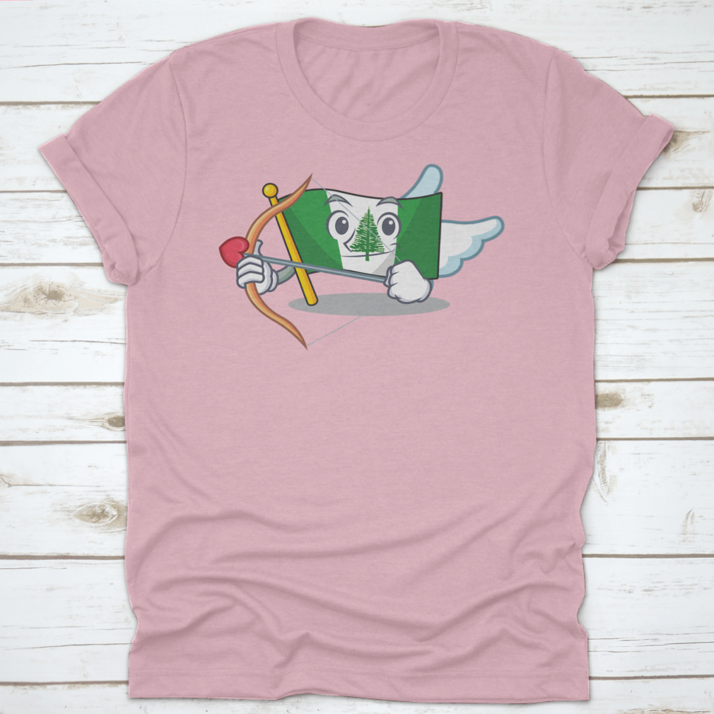 Romantic Flag featuring a Cupid cartoon character with an arrow, designed for charm and whimsy.