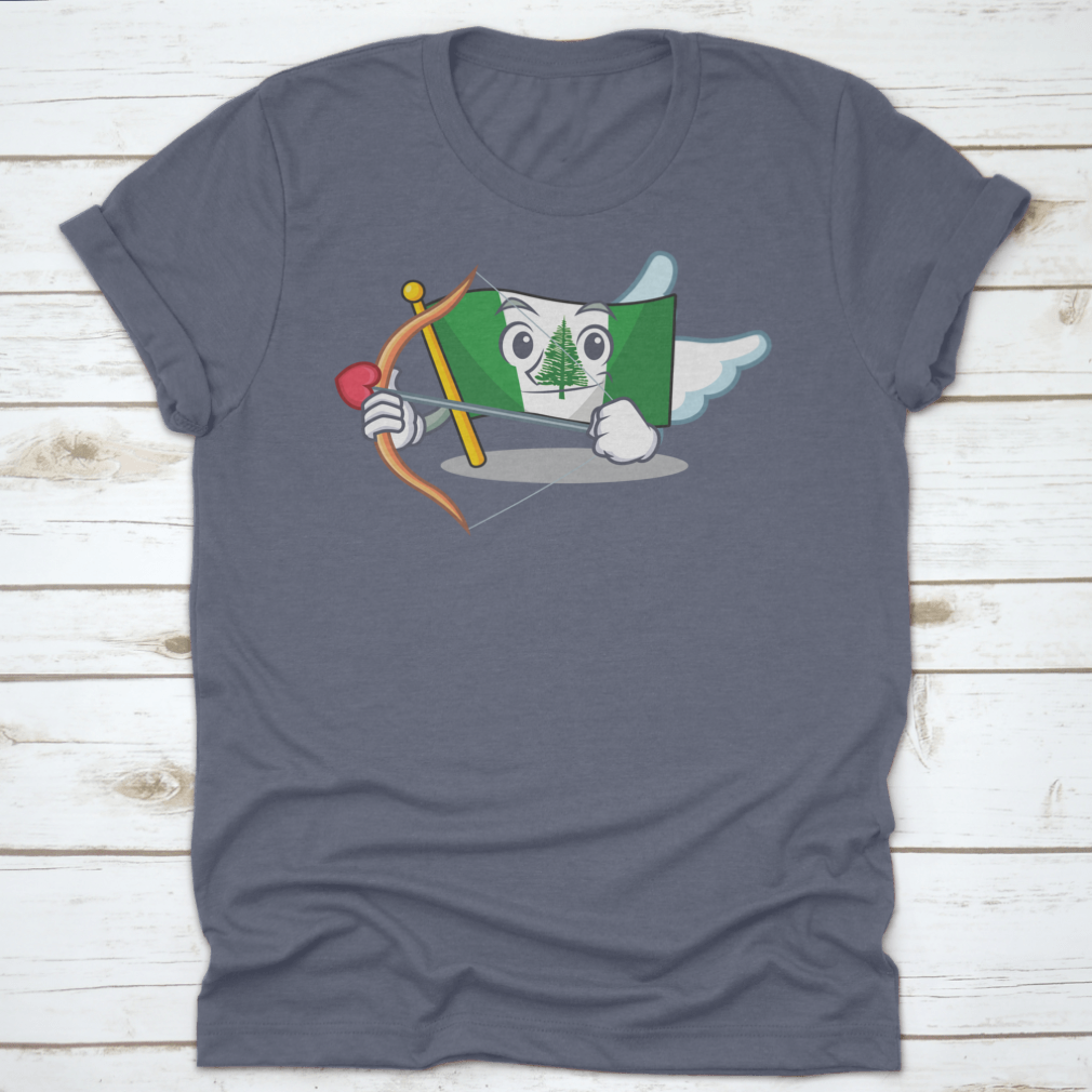 Romantic Flag featuring a Cupid cartoon character with an arrow, designed for charm and whimsy.