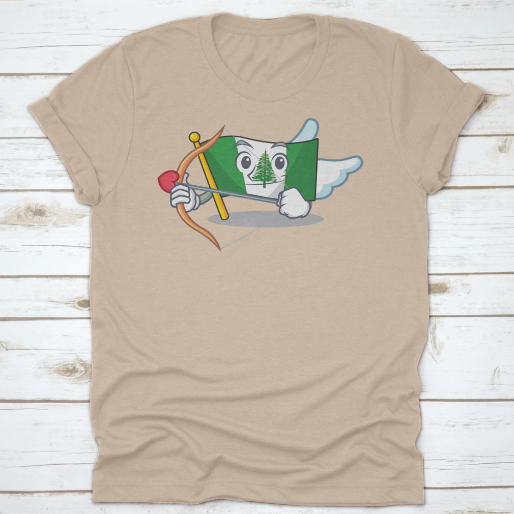 Romantic Flag featuring a Cupid cartoon character with an arrow, designed for charm and whimsy.