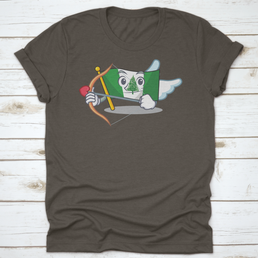 Romantic Flag featuring a Cupid cartoon character with an arrow, designed for charm and whimsy.