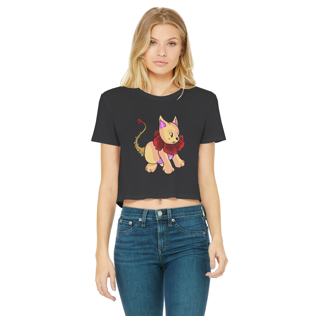 Rositty Classic Women's Cropped Raw Edge T-Shirt in various colors, showcasing its round neck and raw edge hem design.