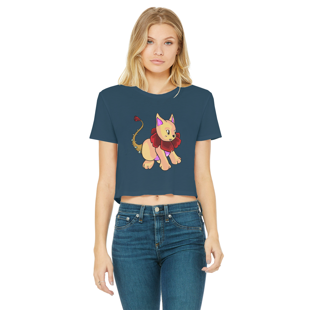 Rositty Classic Women's Cropped Raw Edge T-Shirt in various colors, showcasing its round neck and raw edge hem design.
