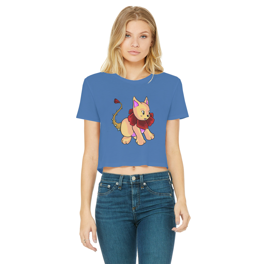 Rositty Classic Women's Cropped Raw Edge T-Shirt in various colors, showcasing its round neck and raw edge hem design.