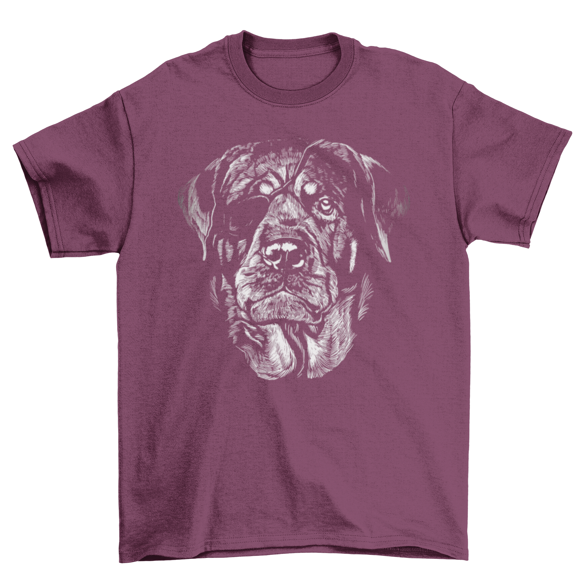 A stylish t-shirt featuring a realistic Rottweiler dog with an eyepatch, perfect for dog lovers.