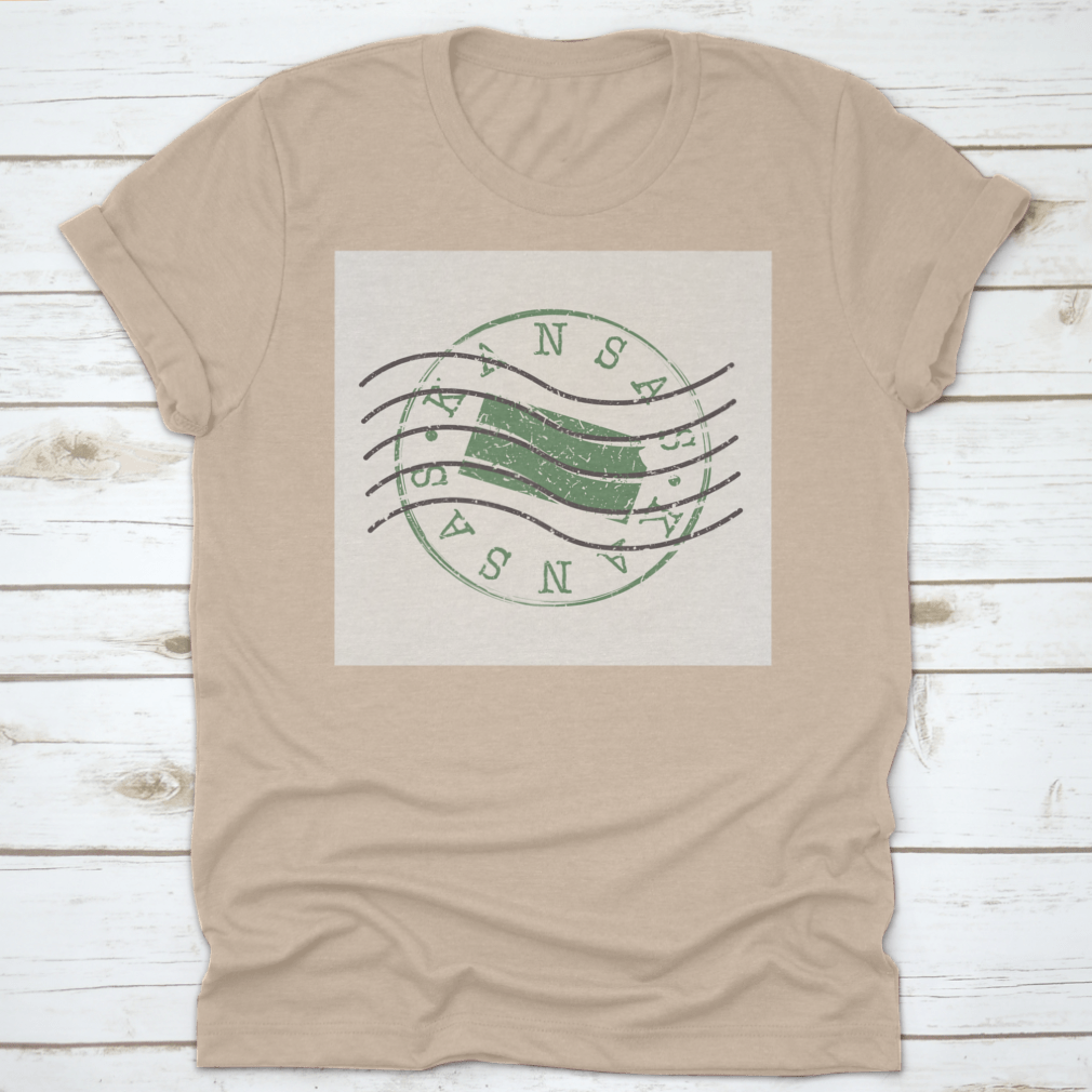 A detailed vector icon of the Kansas Stamp Postal Map Silhouette Seal, showcasing intricate designs and a round shape.