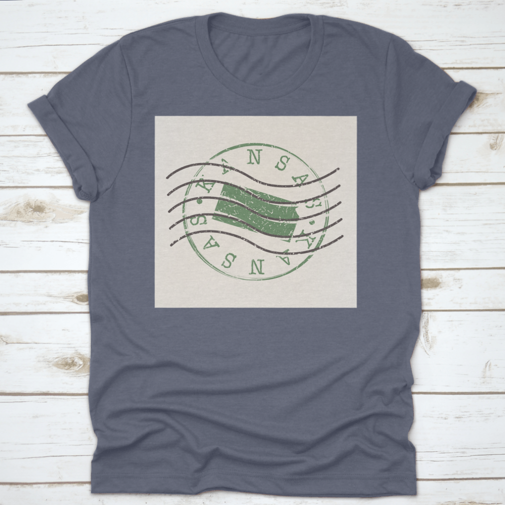 A detailed vector icon of the Kansas Stamp Postal Map Silhouette Seal, showcasing intricate designs and a round shape.